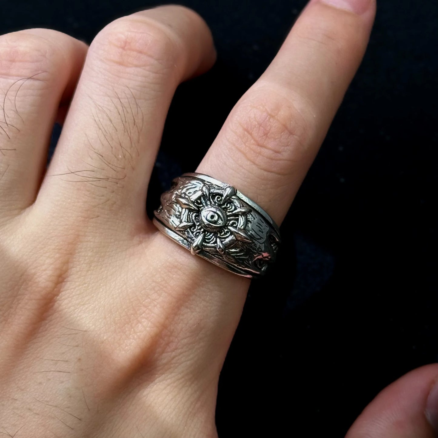 Retro “Reborn” Divine Eye Open Ring For Men Silver-plated Copper Punk Gothic Edgy Jewelry Hiphop Bikers Accessories Gift