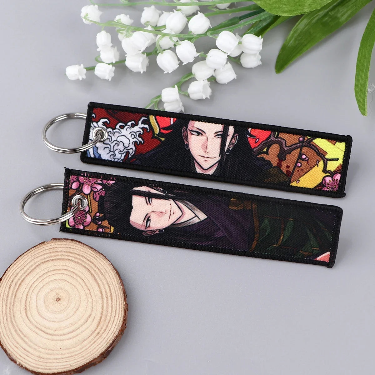 Anime Jujutsu Kaisen Satoru Gojo Geto Suguru Embroidery Key Fobs Japanese Manga Key Tag Keychain Key Ring Backpack Chaveiro