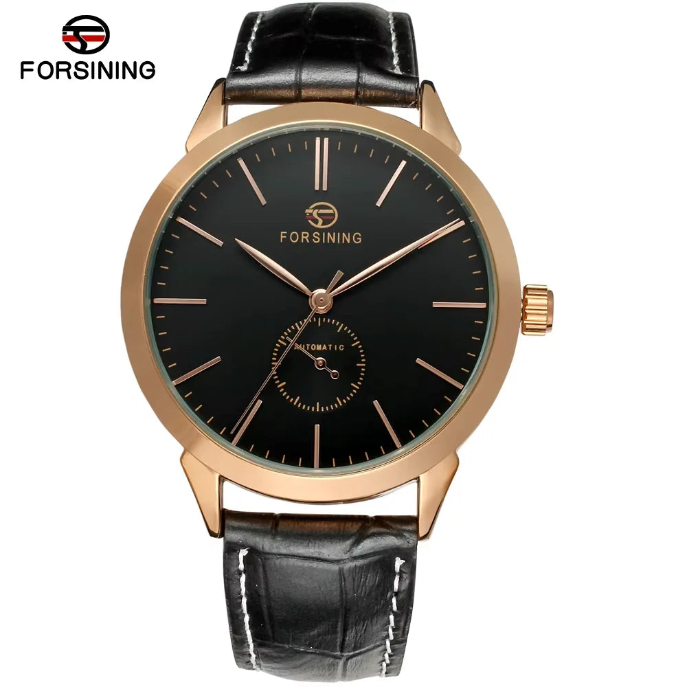 FORSINING Casual fashion mechanical Watch Small circle second nail scale Penetrable mechanical watch Circular belt Men's Watch