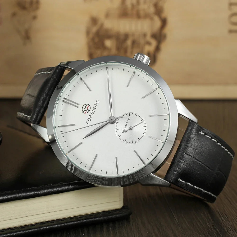 FORSINING Casual fashion mechanical Watch Small circle second nail scale Penetrable mechanical watch Circular belt Men's Watch
