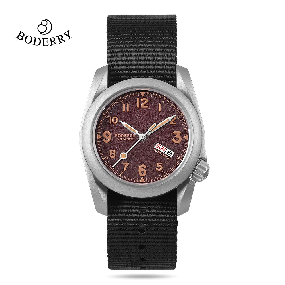 Boderry Voyager Field Watch Titanium Automatic Dive Wristwatch 100M Waterproof Titanium Bracelet For Seiko Movement Watch Men