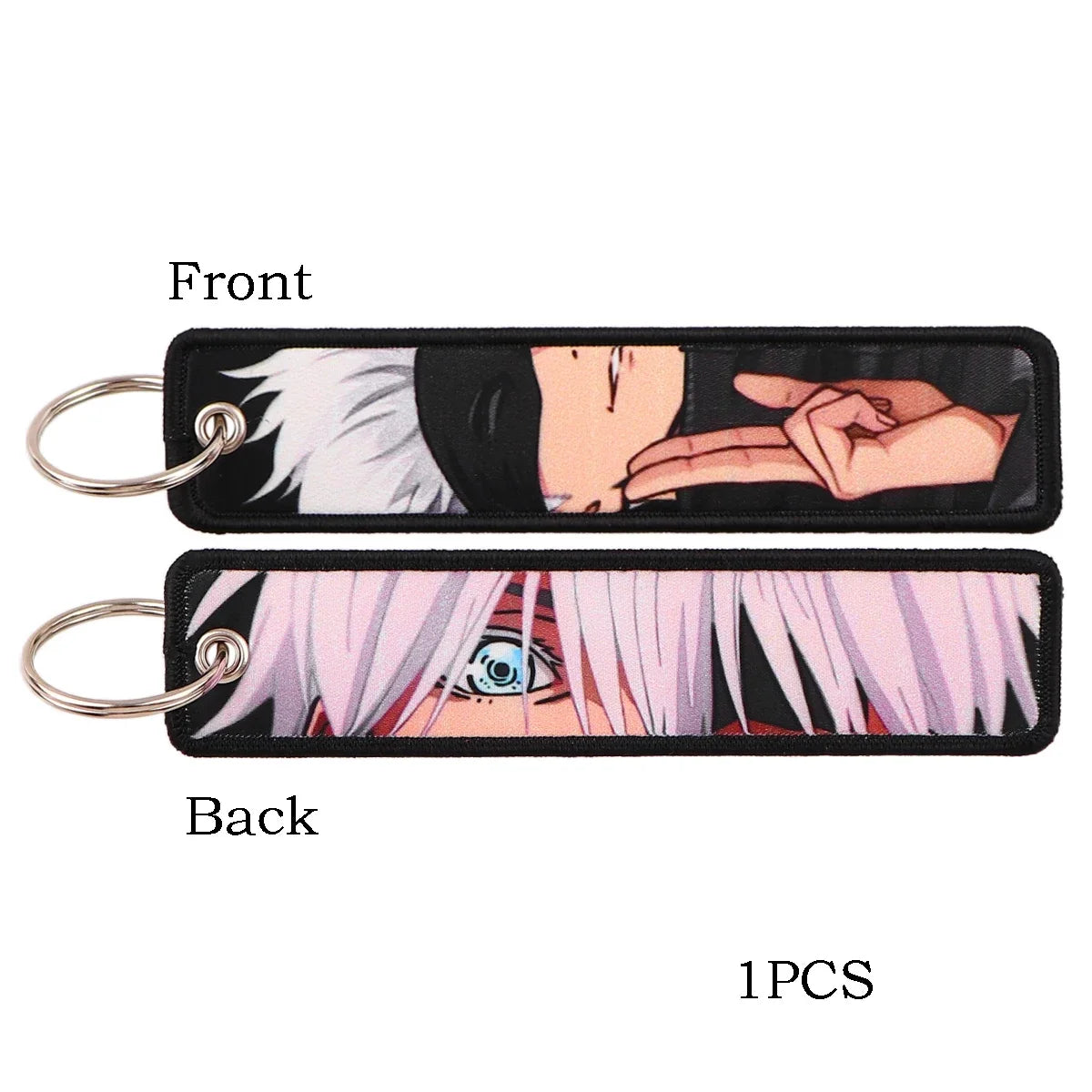 Anime Jujutsu Kaisen Satoru Gojo Geto Suguru Embroidery Key Fobs Japanese Manga Key Tag Keychain Key Ring Backpack Chaveiro