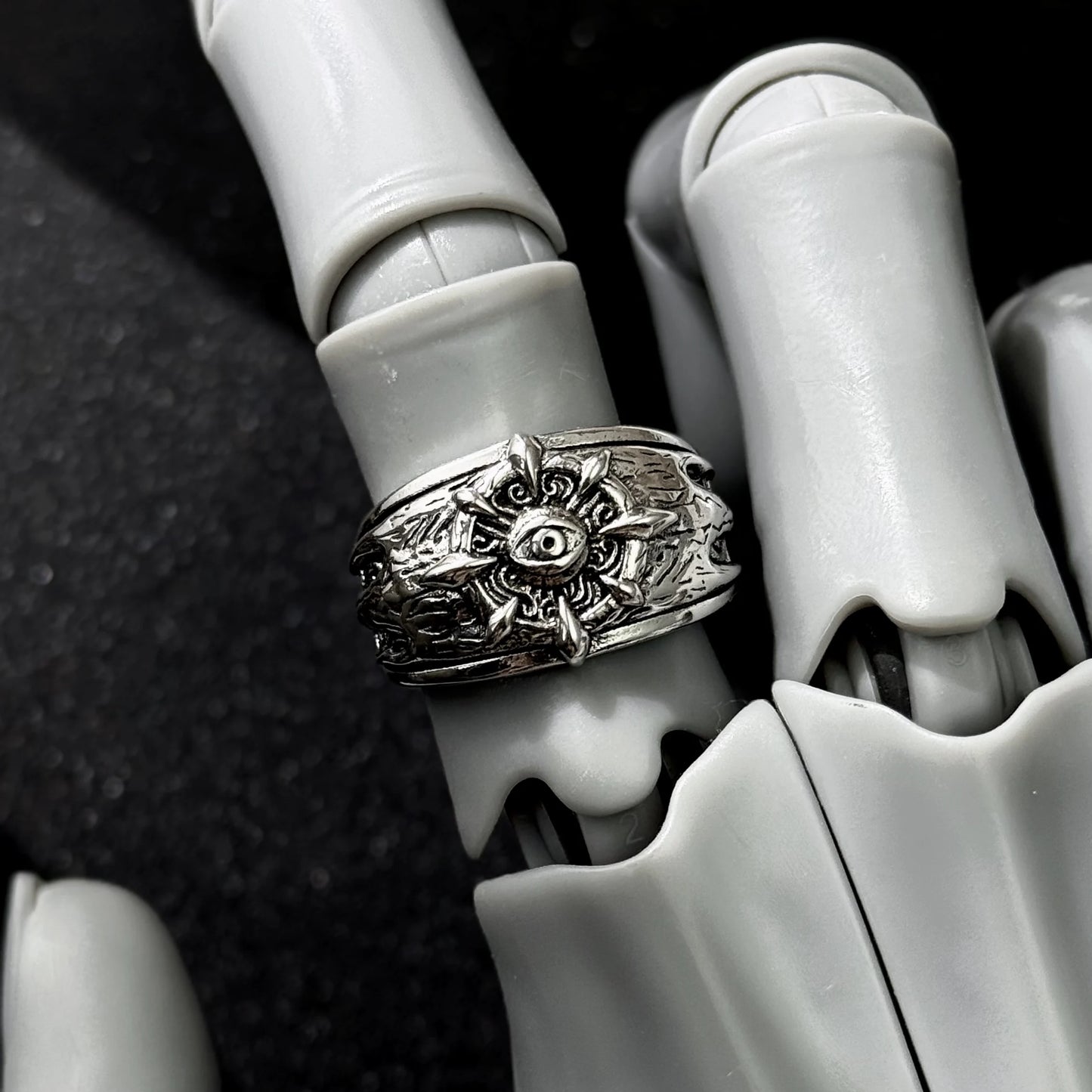 Retro “Reborn” Divine Eye Open Ring For Men Silver-plated Copper Punk Gothic Edgy Jewelry Hiphop Bikers Accessories Gift