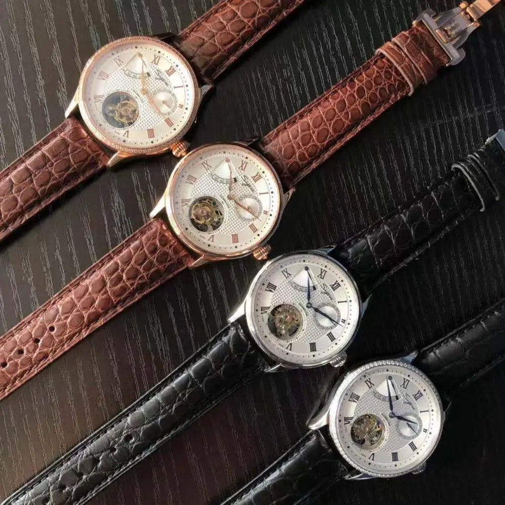 Sugess Real Tourbillon Watch Genuine Original ST8001 Movement Mens Calendar Skeleton Gold Diamond Watches Hand Winding/Auto